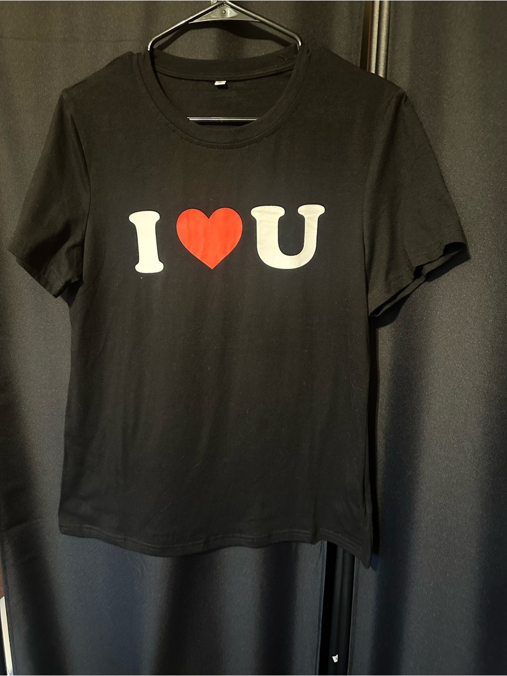 I ❤️ U Graphic T-Shirt Black Short Sleeve Crew Neck Women’s Size Medium